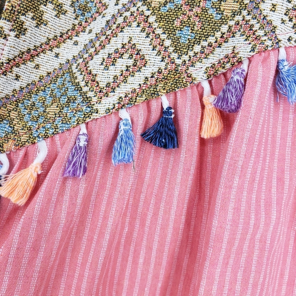 Coral Geo-Yoke Sleeveless Tie-Front Open Vest 2XL - Picture 6 of 8